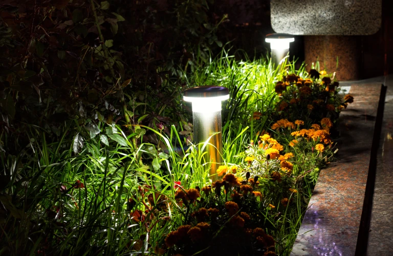 Garden lighting at night