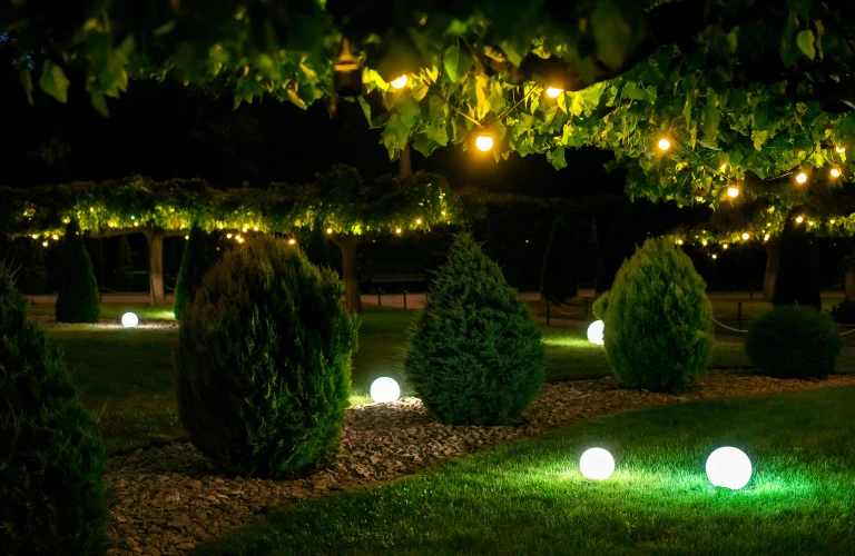 Garden Lighting Illuminating Garden at Night