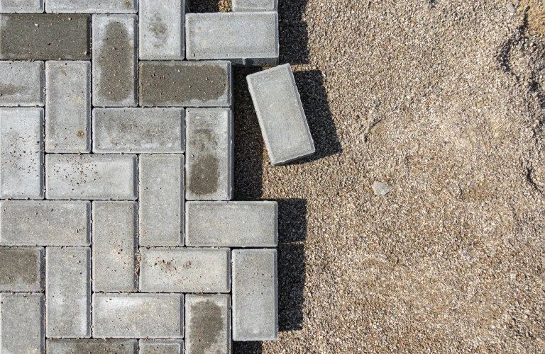 Grey paving slabs